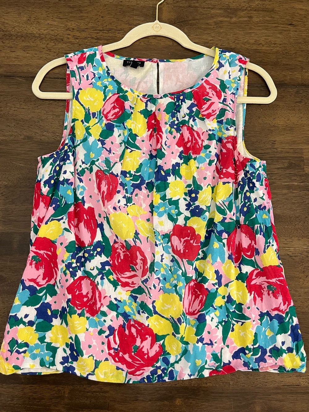 Talbots Floral Sleeveless Top Pink Red Blue Yellow Colorful Cotton Spring Sz 10P